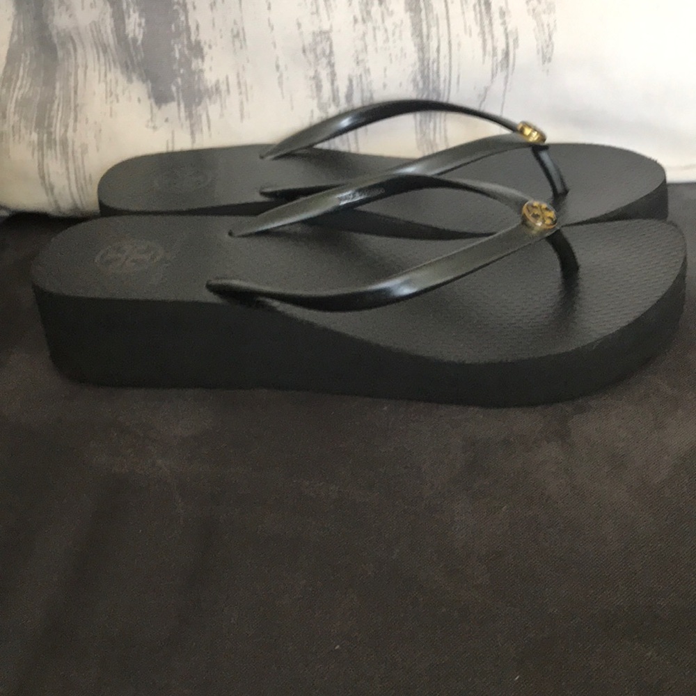 Tory Burch Wedge High Heel Flip Flops.